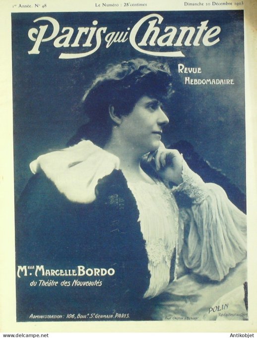 Paris qui chante 1903 n° 48 Bordo Dranem Diéterle ,Cassive Germain Duluc Garbagni