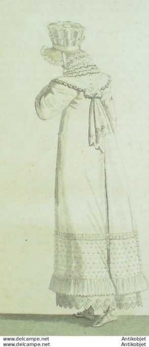 Gravure de mode Costume Parisien 1815 n°1494 Robe mousseline