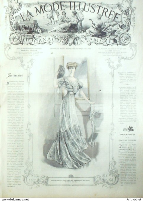 La Mode illustrée journal 1906 n° 33 Toilette en Tulle