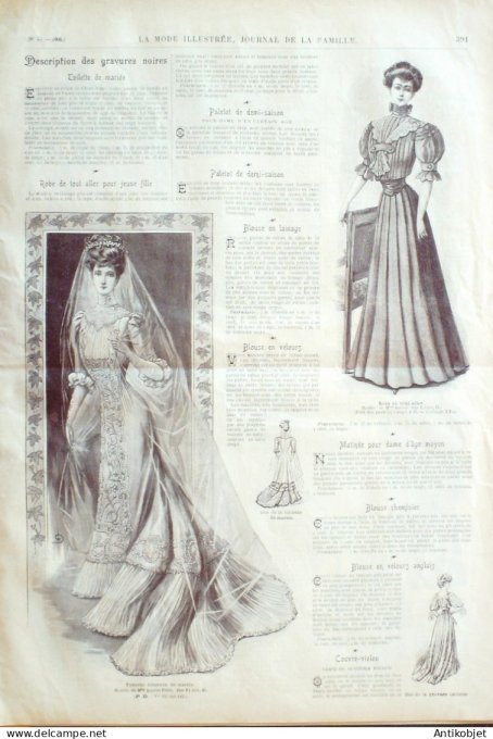 La Mode illustrée journal 1906 n° 33 Toilette en Tulle