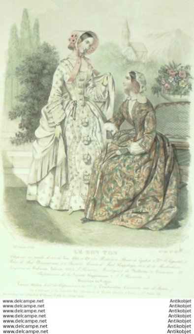 Gravure Mode Le Bon Ton 1849 16 # 36 (aquarelle old fashion plate)