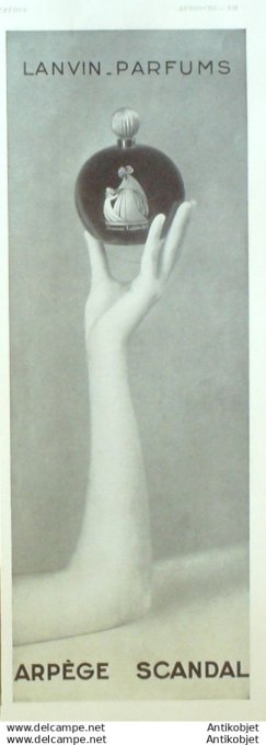 Publicite Cosmetique Lanvin Arpege Scandal 1935