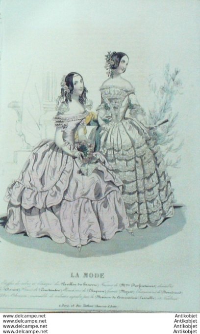 Gravure La mode 1842 # 29 (aquarelle old Fashion plate)