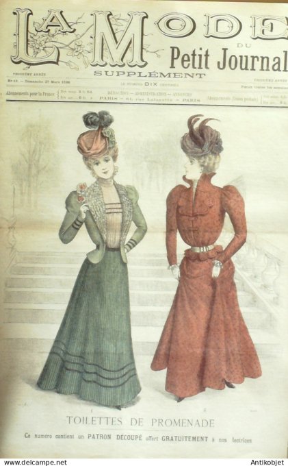 La Mode du Petit journal 1898 n° 13 Toilettes Costumes Passementerie