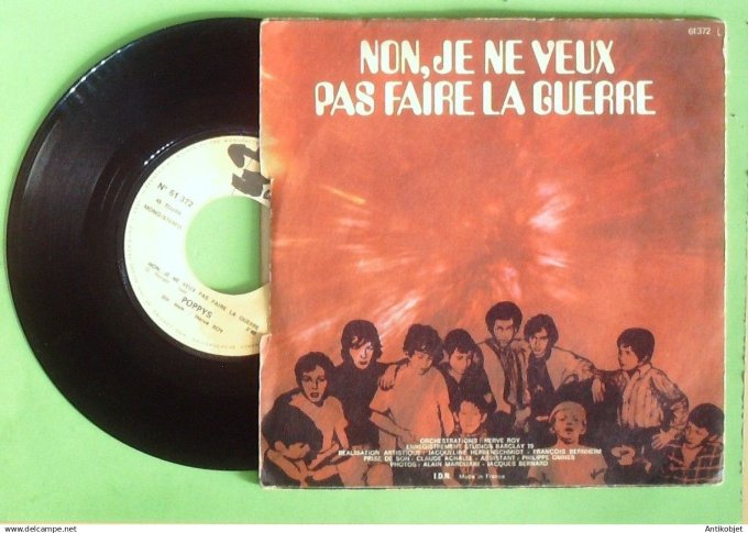 Poppys 45T SP Non je ne veux pas faire la guerre 1970