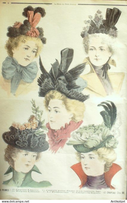 La Mode du Petit journal 1898 n° 13 Capotes Layette Costumes dames
