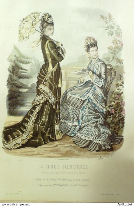 Gravure Mode illustree 1877 # 34 (Old Fashion plate)