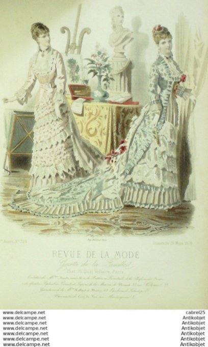 Gravure Mode La Gazette 1878 # 326 (Old Fashion plate)