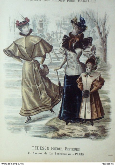 Gravure de mode Magasin pour famille 1907 n°217 Gd format