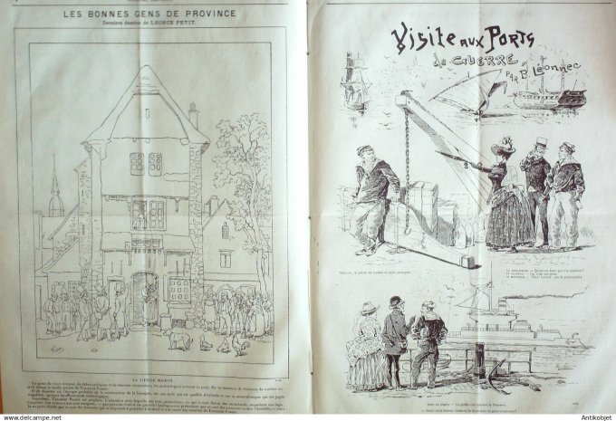 Le Journal Amusant 1885 # 1513 Visite aux ports de guerre par Leonnec