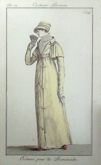 Gravure Mode Costume Parisien 1804 an 12 # 554 (eau forte old Fashion plate