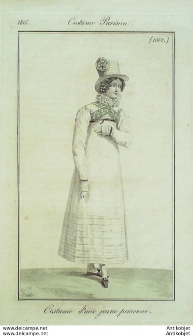 Gravure de mode Costume Parisien 1815 n°1501 Costume stylé