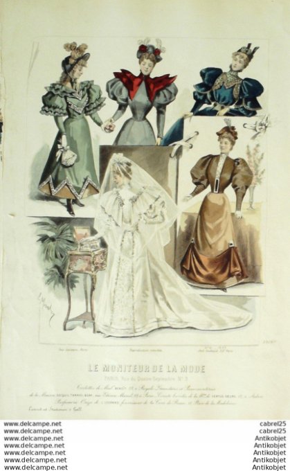 Gravure Mode Le Moniteur 1893 # 41 (Old Fashion plate)