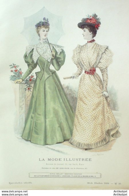 Gravure Mode illustree 1896 # 30 (Old Fashion plate) rare