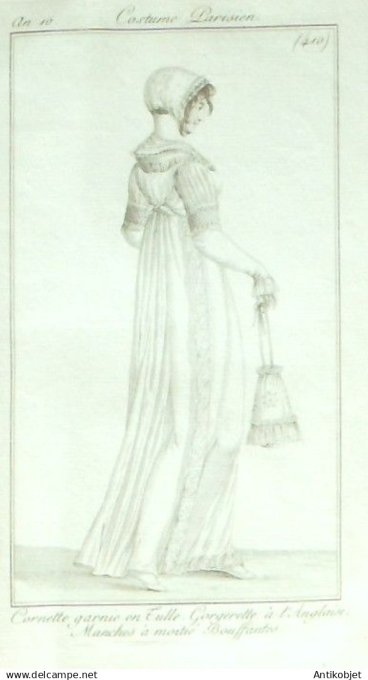 Costume Parisien 1802 an 10 # 410 (eau forte) Gorgerette ? l'Anglaise