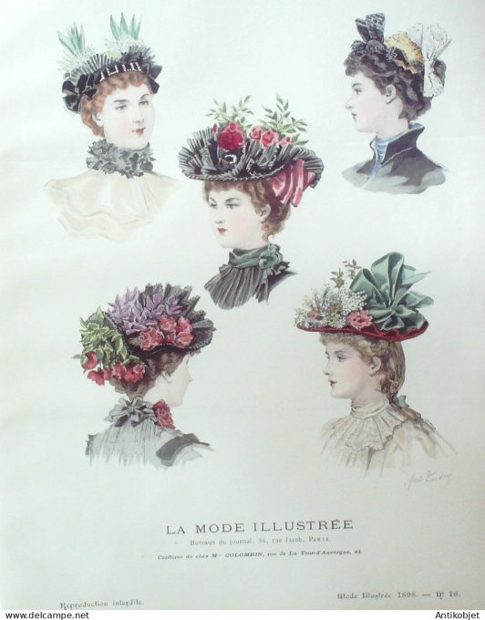 Gravure Mode illustree 1895 # 16 (Old Fashion plate) RARE