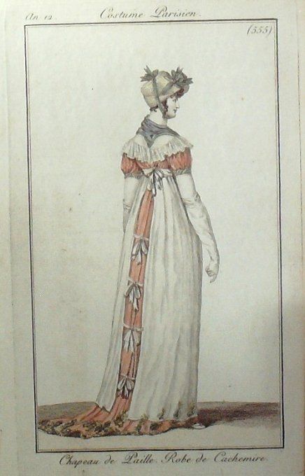 Gravure Mode Costume Parisien 1804 an 12 # 555 (eau forte old Fashion plate