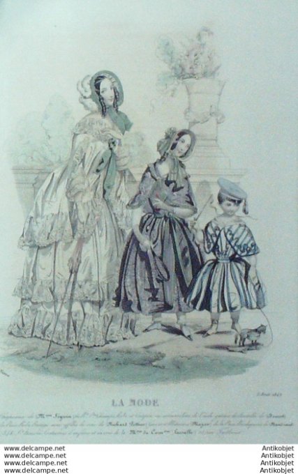 Gravure La mode 1842 # 20 (aquarelle old Fashion plate)