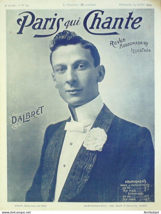 Paris qui chante 1904 #79 Dalbret Yvain Alma Rimbault Dickson Dranem Verse