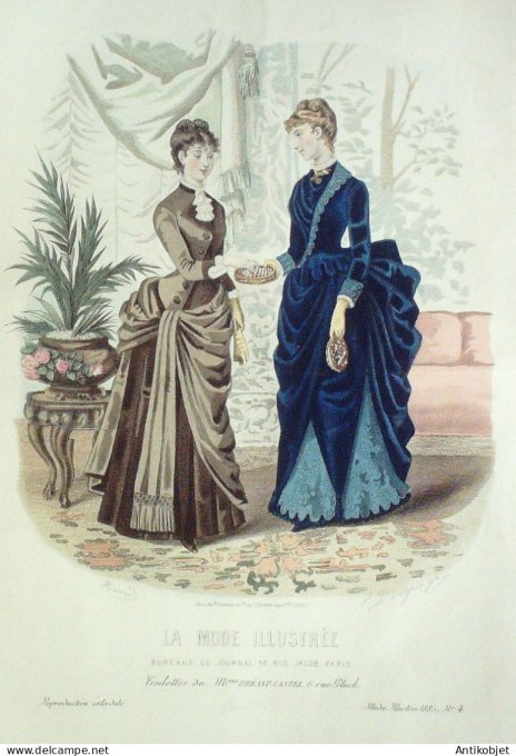 Gravure Mode illustree 1885 #  4 (Old Fashion plate)