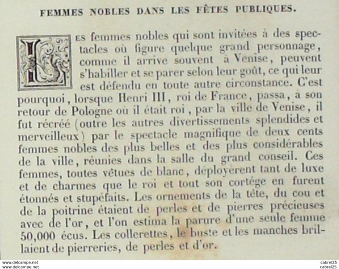 Italie Femme noble lors de fete publique 1859