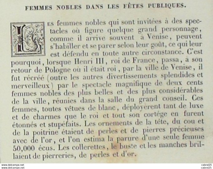 Italie Femme noble lors de fete publique 1859