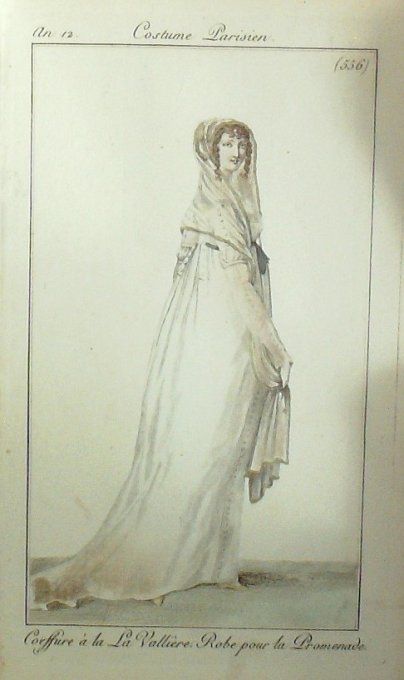 Gravure Mode Costume Parisien 1804 an 12 # 556 (eau forte old Fashion plate