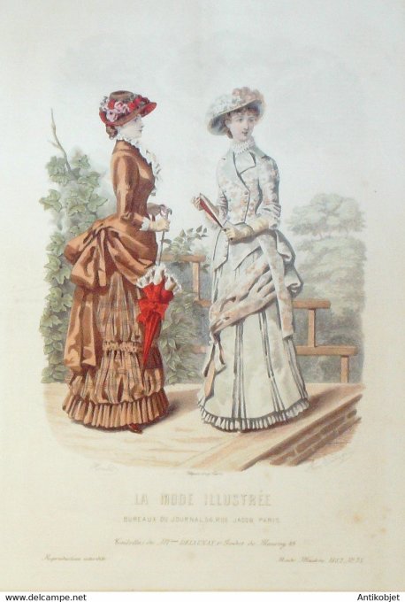 Gravure de mode La Mode illustrée 1882 n°35 (Maison Delaunay)