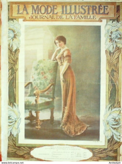 La Mode illustrée journal 1910 n° 07 Toilettes Costumes Passementerie