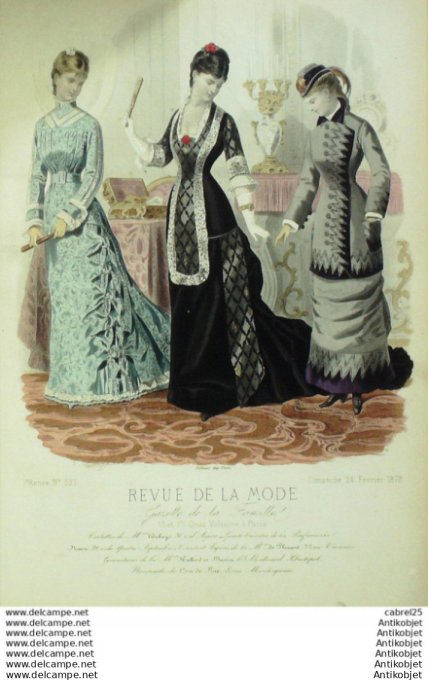 Gravure Mode La Gazette 1878 # 321 (Old Fashion plate)