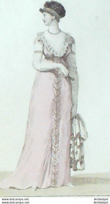 Gravure de mode Costume Parisien 1804 n° 538 (An 12) Robe à la reine Mathilde