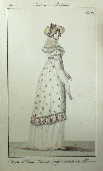 Gravure Mode Costume Parisien 1804 an 12 # 557 (eau forte old Fashion plate