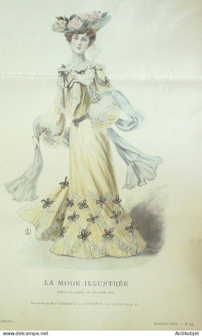 Gravure Mode illustree 1902 # 44 (Old Fashion plate) RARE