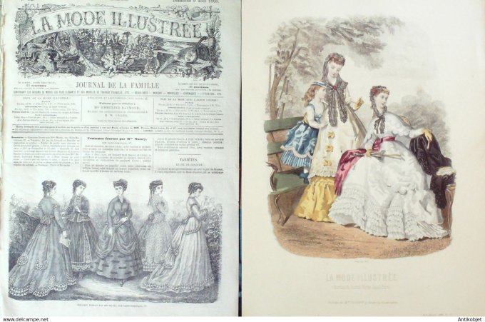 La Mode illustrée journal + gravure associée 1868 # 32