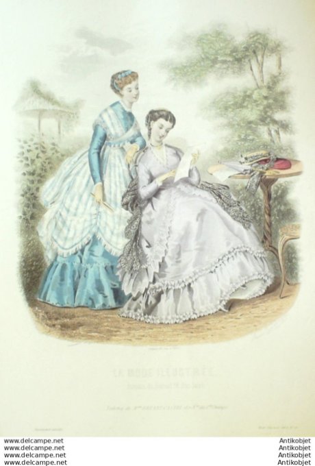 Gravure Mode illustree 1868 # 29 (Old Fashion plate)