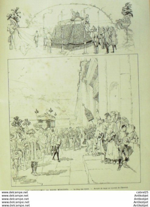 Le Monde illustré 1878 n°1113 Espagne Funérailles Reine Mercedes A L'escurial Nouvelle Calédonie Can