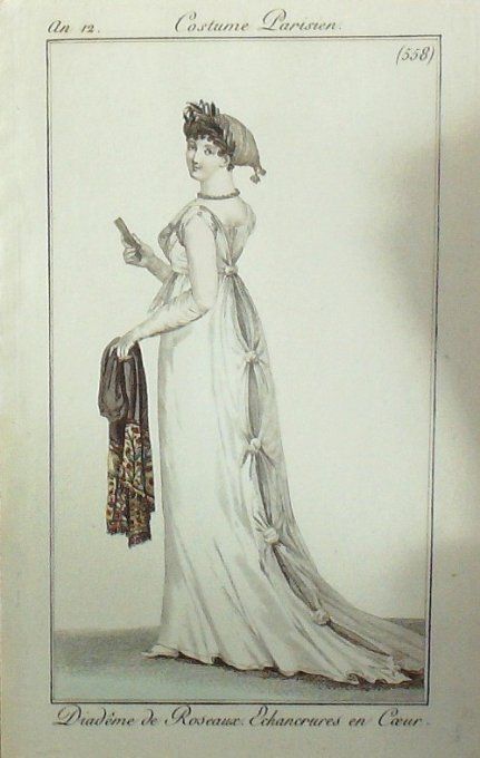 Gravure Mode Costume Parisien 1804 an 12 # 558 (eau forte old Fashion plate