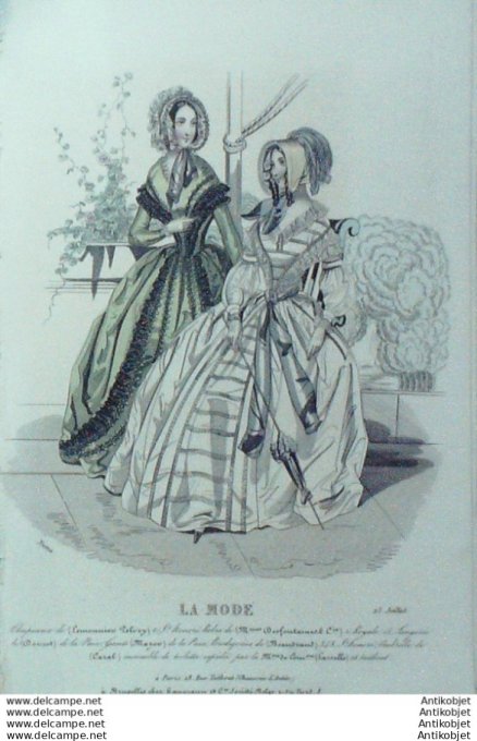 Gravure La mode 1842 # 19 (aquarelle old Fashion plate)