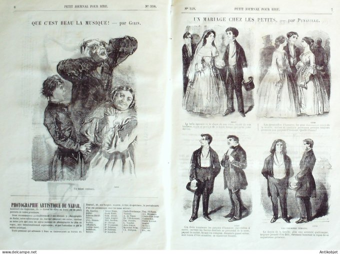 Petit journal pour Rire 1862 # 358 Mariage chez les petits Penaville