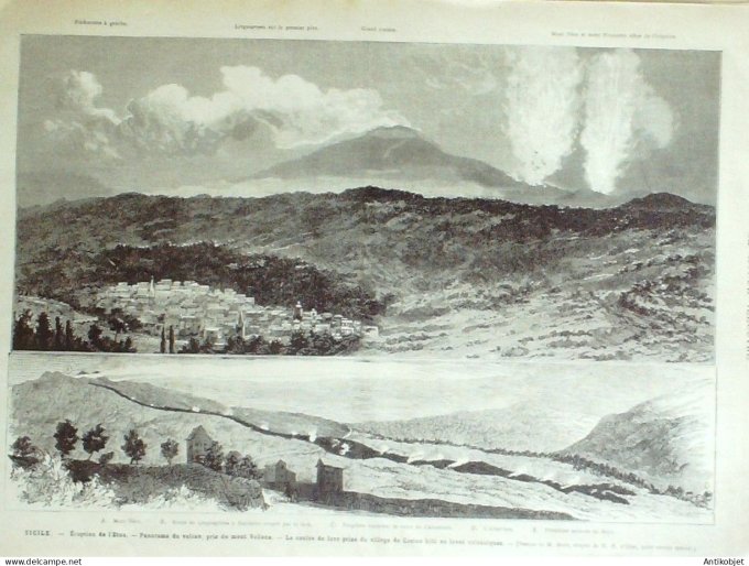 Le Monde illustré 1879 n°1161 Italie Sicile Mojo éruption Etna St-Pétersbourg  Smolenski,Solowieff A