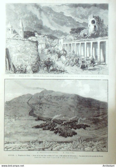 Le Monde illustré 1879 n°1161 Italie Sicile Mojo éruption Etna St-Pétersbourg  Smolenski,Solowieff A
