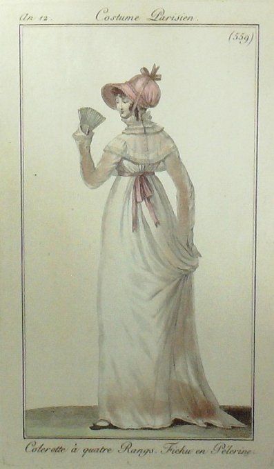 Gravure Mode Costume Parisien 1804 an 12 # 559 (eau forte old Fashion plate