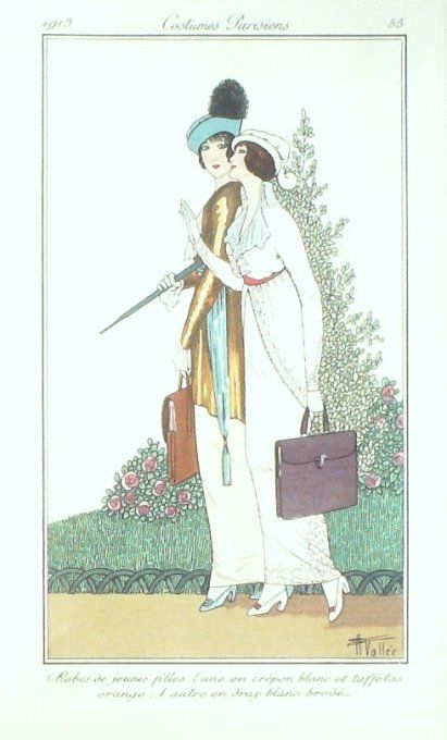 Vallee Armand Pochoir Mode Art Deco n°  55-1913 Journal des Dames
