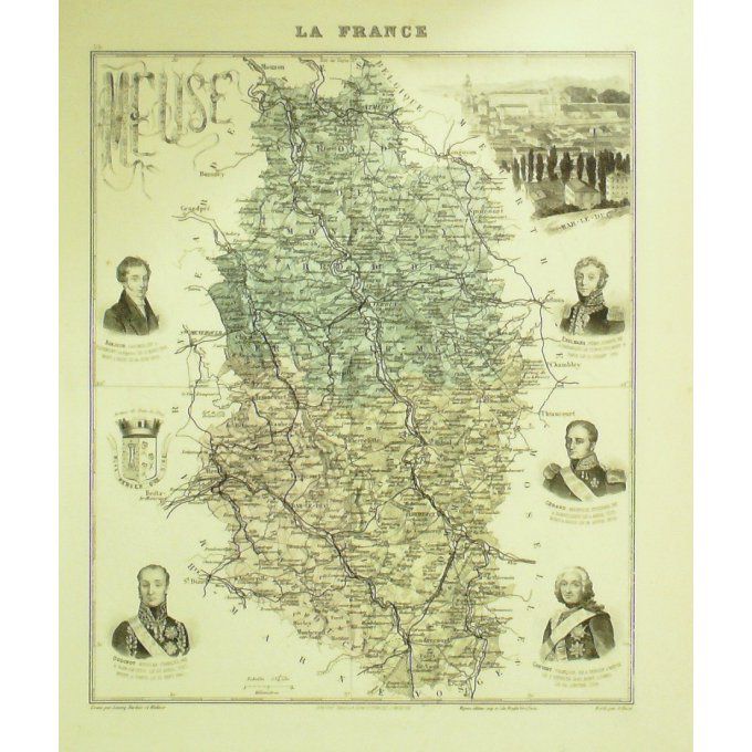 Carte Meurthe Et Moselle (54) Nancy Graveur Lecoq Waltner Barbier 1868