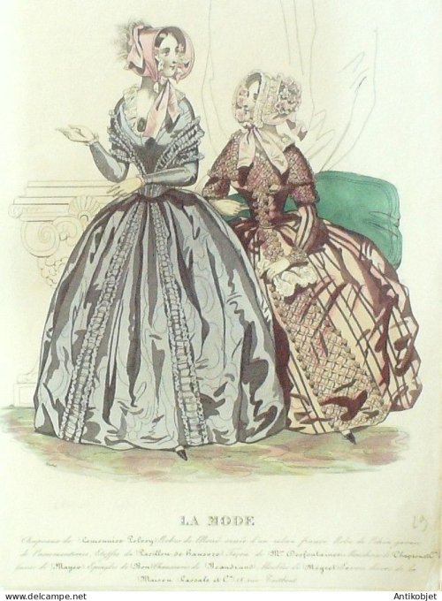 Gravure La mode 1843 # 29 (aquarelle old Fashion plate)