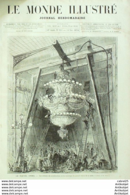 Le Monde illustré 1874 n°918 Arras (62) Montpellier (34) Nimes (30) Le Havre (76) Sénégal Dakar Ile 