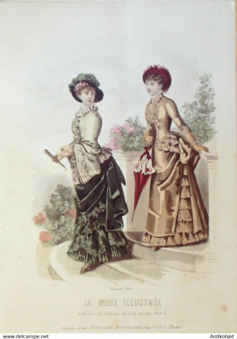 Gravure de mode La Mode illustrée 1882 n°36 (Maison Fladry-Coussinet)