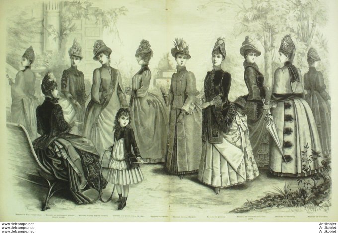 Gravure de mode La Mode illustrée (Maison Coussinet) Pardessus hiver