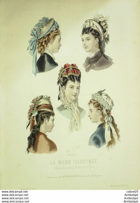 Gravure de mode La Mode illustrée 1876 n°16 (Maison Deloffre)