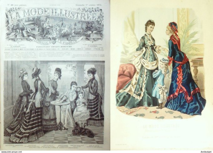 La Mode illustrée journal + gravure associée 1876 # 40